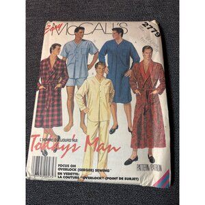 Vintage McCalls 2779 Mens Pajamas & Robe Sewing Pattern Ex Large 1986 Uncut